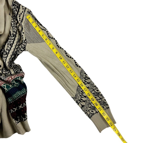 Anthropologie Staring At Stars Open Front Cardigan Sweater Tan Multi Sz M - Picture 7 of 7